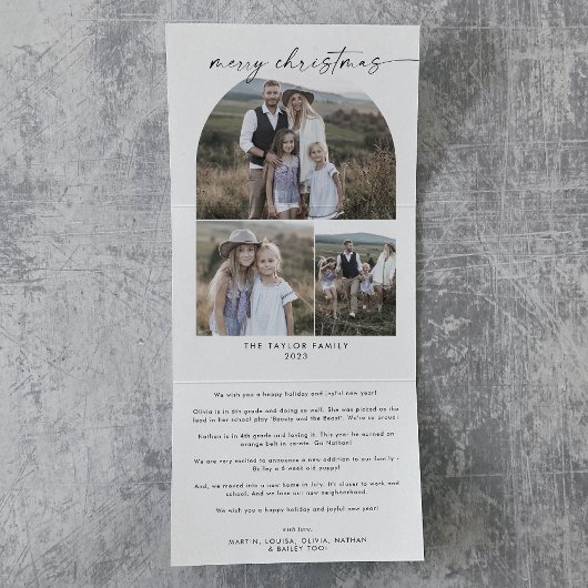 Boho Archモダンメリークリスマスフォトコラージュ 三つ折りクリスマスカード