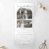 Boho Archモダンメリークリスマスフォトコラージュ 三つ折りクリスマスカード (内部)