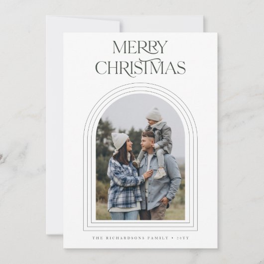 Boho Archモダンメリークリスマス家族の写真 シーズンカード (正面)