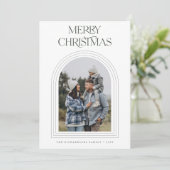 Boho Archモダンメリークリスマス家族の写真 シーズンカード (スタンド正面)