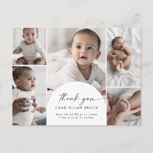 Boho Archモダン写真ありが数々のとうございます誕生 案内ポストカード (正面)