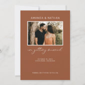 Boho Archモダン写真テラコッタ結婚ズ セーブザデート (裏面)