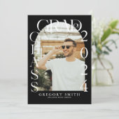 Boho Archモダン写真卒業発表 案内状 (スタンド正面)