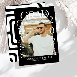 Boho Archモダン写真卒業発表 案内状