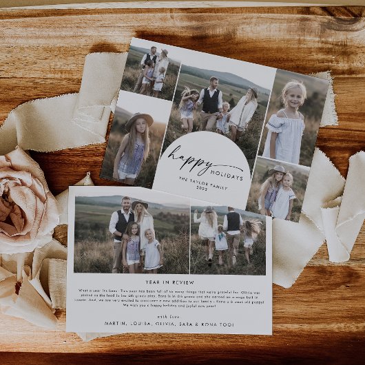 Boho Archモダン写真数々の家族ニュース シーズンカード