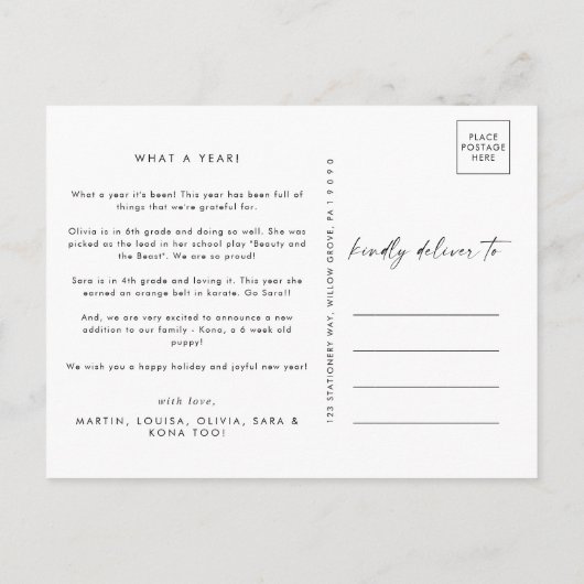 Boho Archモダン写真数々の家族ニュース シーズンポストカード (裏面)