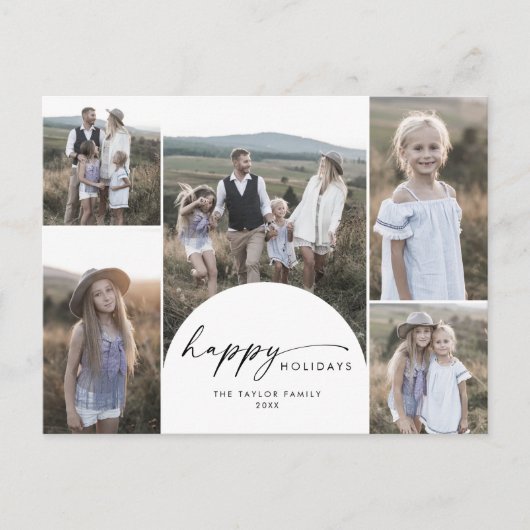 Boho Archモダン写真数々の家族ニュース シーズンポストカード (正面)