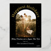 Boho Archモダン写真 | ブラックフォイルホリデーカード 箔シーズンカード (正面)