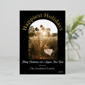 Boho Archモダン写真 | ブラックフォイルホリデーカード 箔シーズンカード (立ち正面)