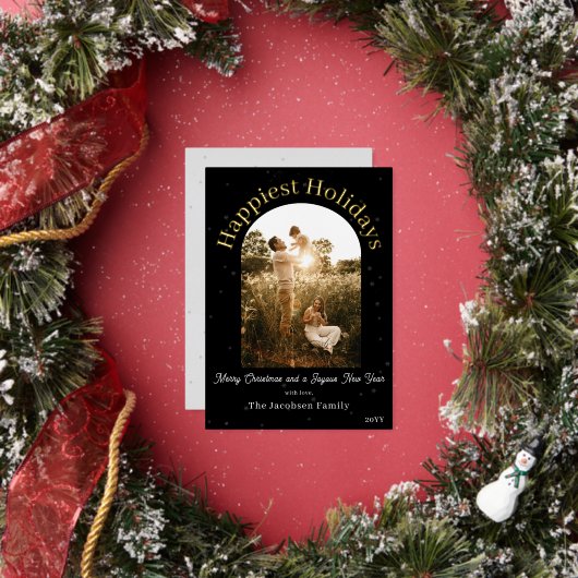 Boho Archモダン写真 | ブラックフォイルホリデーカード 箔シーズンカード (インサイチュ)