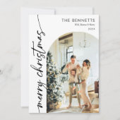 Boho Archモダン Christmas Photo Year in Review シーズンカード (正面)