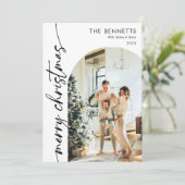 Boho Archモダン Christmas Photo Year in Review シーズンカード (スタンド正面)