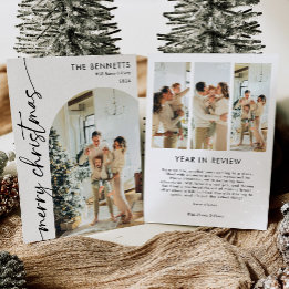 Boho Archモダン Christmas Photo Year in Review シーズンカード