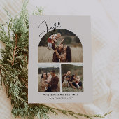 Boho Archモダン Joyful Green 3写真クリスマス シーズンカード