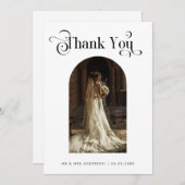 Boho Arch写真とレトロヴィンテージスクリプ結婚ト サンキューカード (正面/裏面)