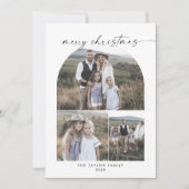 Boho Arch写真モダンコラージュ家族クリスマスホー シーズンカード (正面)
