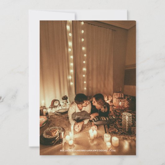 Boho Arch写真モダンミニマリストエレガントな結婚式 セーブザデート (裏面)