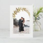 Boho Arch金ゴールド蝶エレガント写真結婚s セーブザデート (スタンド正面)