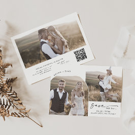 Boho Arch モダン QRコード3写真 セーブザデート