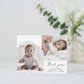 Boho Arch 2モダン写真ありがとう誕生 案内ポストカード (スタンド正面)