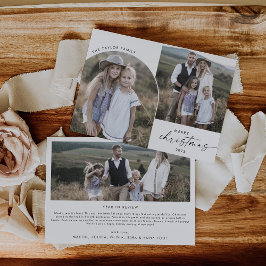 Boho Arch 3家族モダン写真クリスマスニュースホ シーズンカード