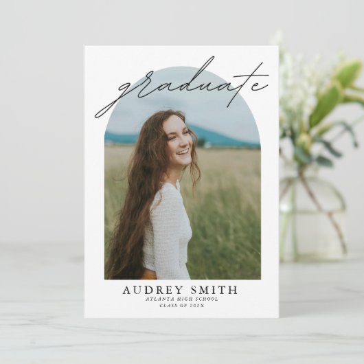 Boho Arch 6モダン写真卒業発表 案内状 (スタンド正面)