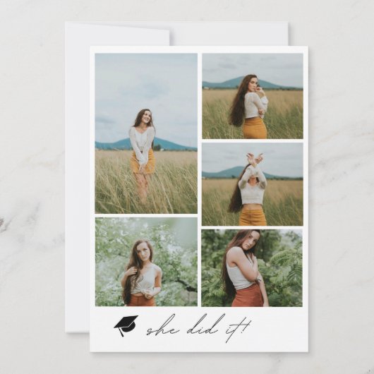 Boho Arch 6モダン写真卒業発表 案内状 (裏面)