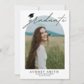 Boho Arch 6モダン写真卒業発表 案内状 (正面)