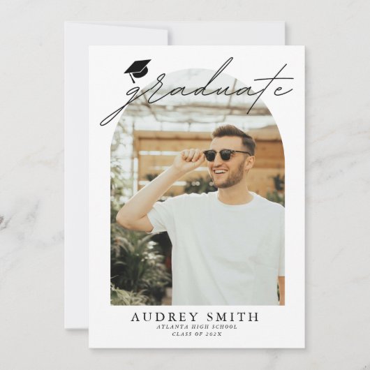 Boho Arch 6モダン写真卒業発表 案内状 (正面)