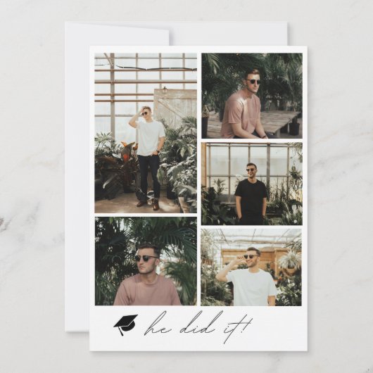 Boho Arch 6モダン写真卒業発表 案内状 (裏面)