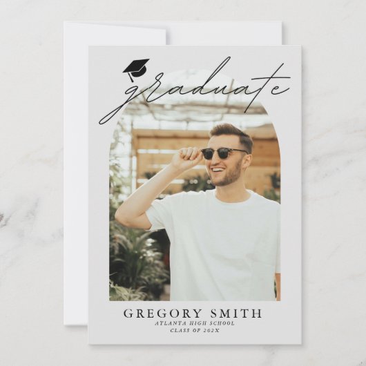 Boho Arch 6モダン写真卒業発表 案内状 (正面)