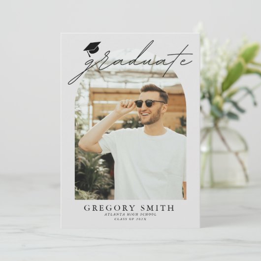 Boho Arch 6モダン写真卒業発表 案内状 (スタンド正面)