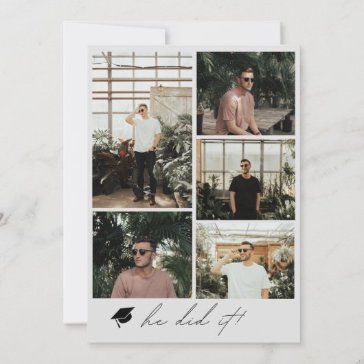 Boho Arch 6モダン写真卒業発表 案内状 (裏面)