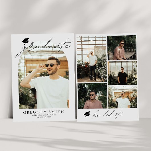 Boho Arch 6モダン写真卒業発表 案内状