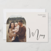 Boho Arch Beigeモダンフォーメリーフォト シーズンカード (正面)