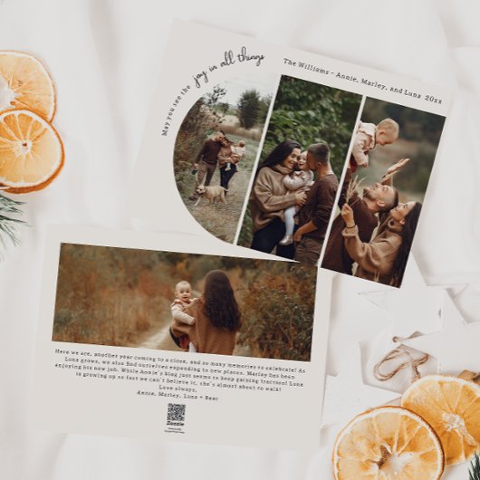 Boho Arch Beigeモダン Joy In All Things 4 Photo シーズンカード