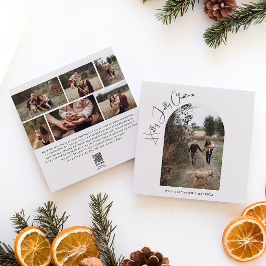 Boho Arch Beige Hollyクリスマスすてき7写真 シーズンカード