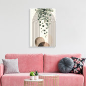 Boho Arch Botanical | Eucalyptus Neutral Minimalis キャンバスプリント (インサイチュ (リビング))