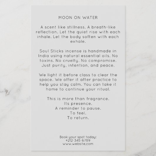 Boho Arch Celestial Crescent Moon Yoga Instructor チラシ (裏面)