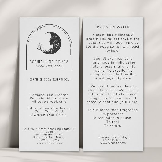 Boho Arch Celestial Crescent Moon Yoga Instructor ラックカード