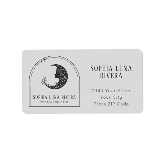 Boho Arch Celestial Crescent Moon Yoga Instructor  ラベル (正面)