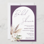 Boho Arch Floral Purple Plum Bridal Shower 招待状 (正面)