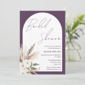 Boho Arch Floral Purple Plum Bridal Shower 招待状 (スタンド正面)