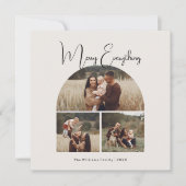 Boho Arch Greenモダン Everythingメリー 3写真 シーズンカード (正面)