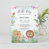 Boho Arch Greenery Woodland Animals Baby Shower 招待状 (スタンド正面)