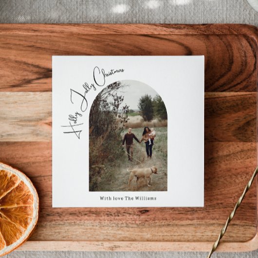 Boho Arch Hollyモダン Christmasすてき One写真 シーズンカード