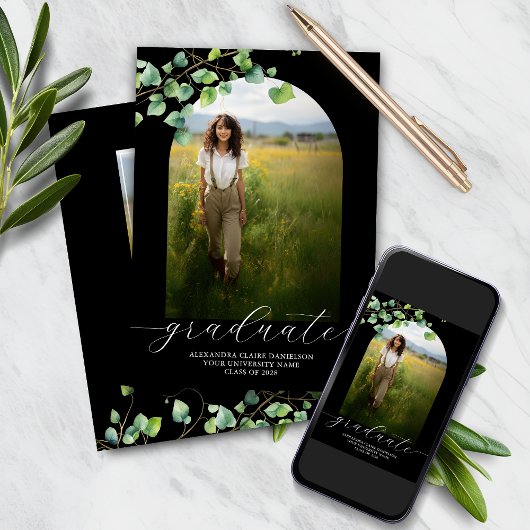 Boho Arch Ivy, Black Decisation 招待状