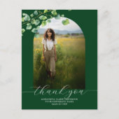 Boho Arch Ivy Forest Green卒業ありがとう ポストカード (正面)