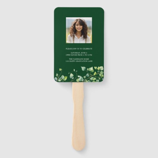 Boho Arch Ivy, Forest Green卒業 ハンドファン (裏面)