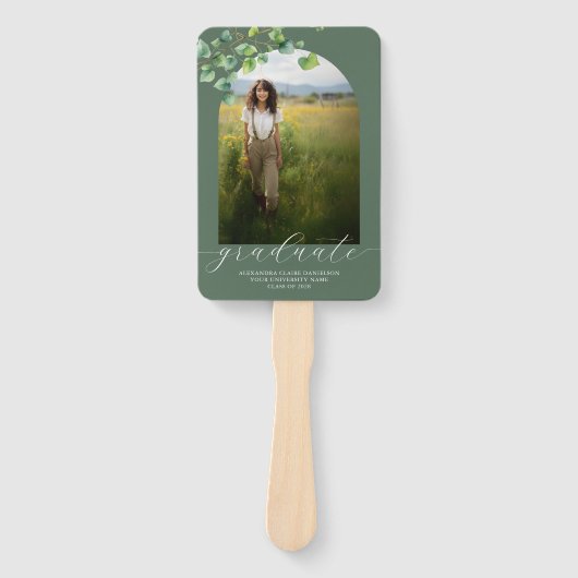 Boho Arch Ivy, Sage Green卒業 ハンドファン (正面)